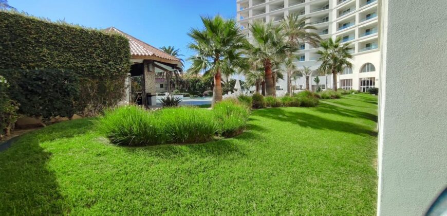 Stylish condo near pool and beach.